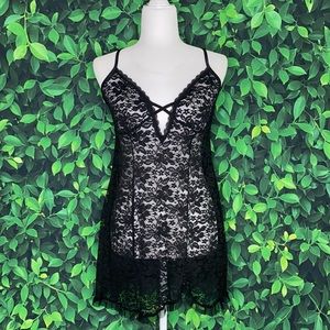VINTAGE INSPIRED BLACK LACE BABYDOLL SLIP DRESS · SIZE S (4-6) · NWOT
